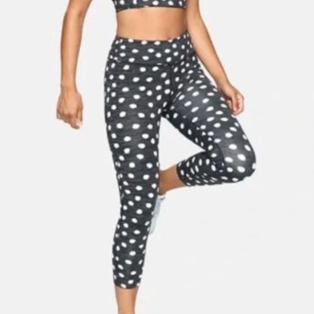 Outdoor Voices Polka Dot Print Leggings Black White Medium